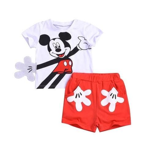 2pcs Baby Boy Clothing Set Mickey Cotton Baby Girl Clothing Set Summer Baby Boy Clothes Roupas Bebe Cartoon Top Shorts Kids