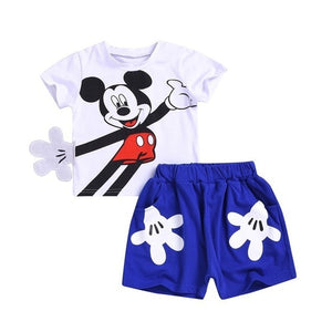 2pcs Baby Boy Clothing Set Mickey Cotton Baby Girl Clothing Set Summer Baby Boy Clothes Roupas Bebe Cartoon Top Shorts Kids