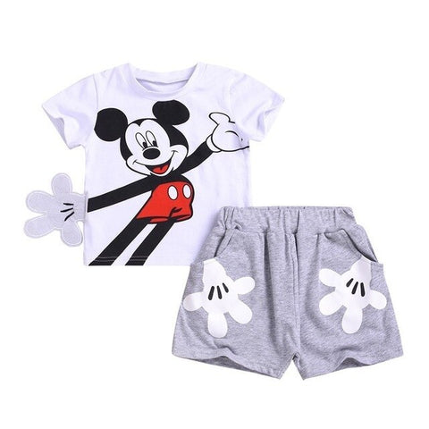 2pcs Baby Boy Clothing Set Mickey Cotton Baby Girl Clothing Set Summer Baby Boy Clothes Roupas Bebe Cartoon Top Shorts Kids