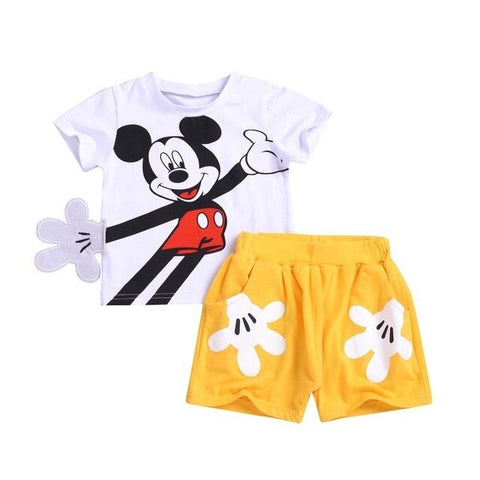 2pcs Baby Boy Clothing Set Mickey Cotton Baby Girl Clothing Set Summer Baby Boy Clothes Roupas Bebe Cartoon Top Shorts Kids