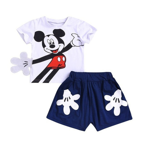 2pcs Baby Boy Clothing Set Mickey Cotton Baby Girl Clothing Set Summer Baby Boy Clothes Roupas Bebe Cartoon Top Shorts Kids