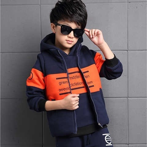 3-12 Years Winter Boy Girl Clothing Set New Casual Fashion Warm Thicken Kid Suit Children Baby Clothing Vest+coat+pant 3pcs