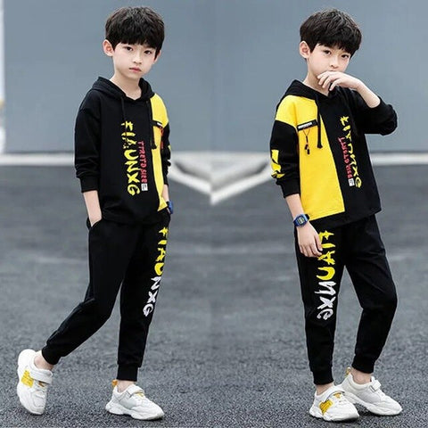 2019 Boys Clothes Set Sweatshirt Pants 2 Piece Outfit Autumn Winter Kids Sport Suit Hooded Children Clothing 7 8 9 10 11 12 Year