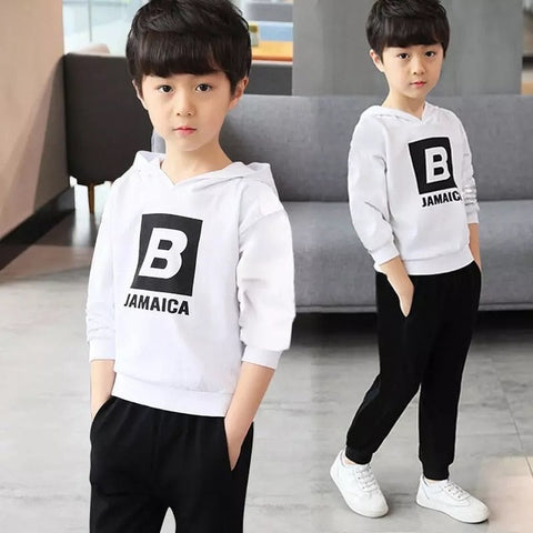 2019 Boys Clothes Set Sweatshirt Pants 2 Piece Outfit Autumn Winter Kids Sport Suit Hooded Children Clothing 7 8 9 10 11 12 Year