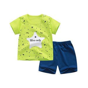 6M-4 Years Old 2pcs/set Baby Kids Suits Summer Children's Short Sleeve Short Pants Suit Cotton for Boys and Girls Child Clothing