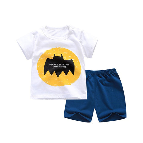 6M-4 Years Old 2pcs/set Baby Kids Suits Summer Children's Short Sleeve Short Pants Suit Cotton for Boys and Girls Child Clothing