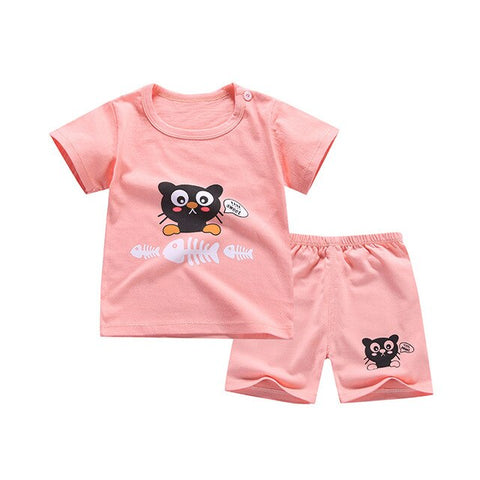 6M-4 Years Old 2pcs/set Baby Kids Suits Summer Children's Short Sleeve Short Pants Suit Cotton for Boys and Girls Child Clothing