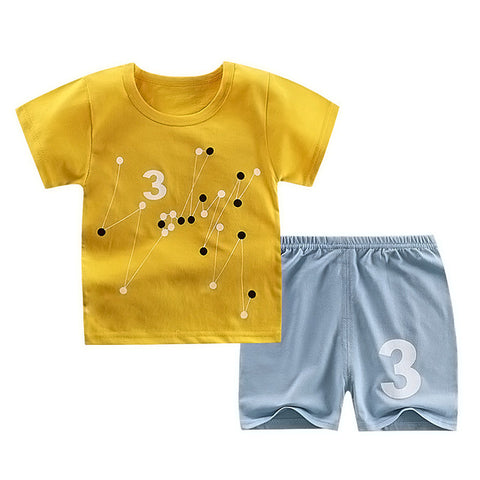 6M-4 Years Old 2pcs/set Baby Kids Suits Summer Children's Short Sleeve Short Pants Suit Cotton for Boys and Girls Child Clothing