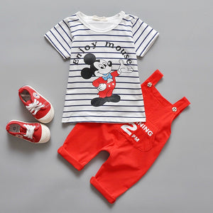 C26 0-4Y 2016 new children's summer set micky mouse clothes tops t shirt pants kids 2 pcs suit ensemble fille girls clothing set