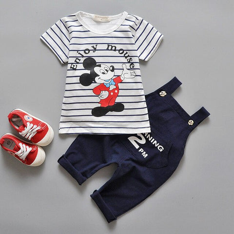 C26 0-4Y 2016 new children's summer set micky mouse clothes tops t shirt pants kids 2 pcs suit ensemble fille girls clothing set