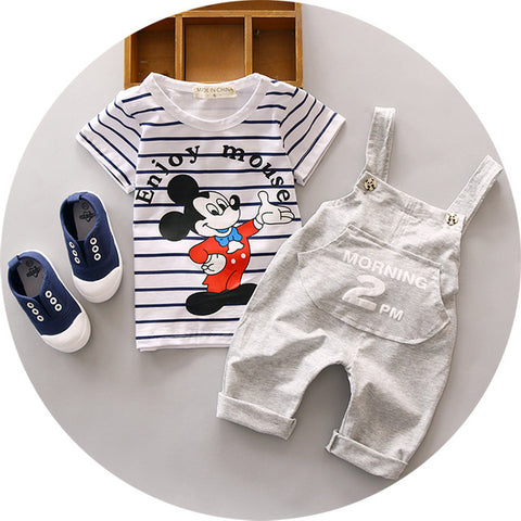 C26 0-4Y 2016 new children's summer set micky mouse clothes tops t shirt pants kids 2 pcs suit ensemble fille girls clothing set