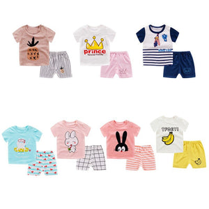 2Pcs Kids Girl Cartoon Clothes Set Cotton Kids Summer Short Sleeve Children\'s Clothing Tops+Shorts Clothing Set 1-5Y