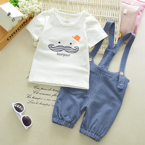 2019 New Children Clothing Set Boys Girls Summer Short-sleeved Suit Baby Infant Strap Pants T-shirt Suit Kids Cute Overalls