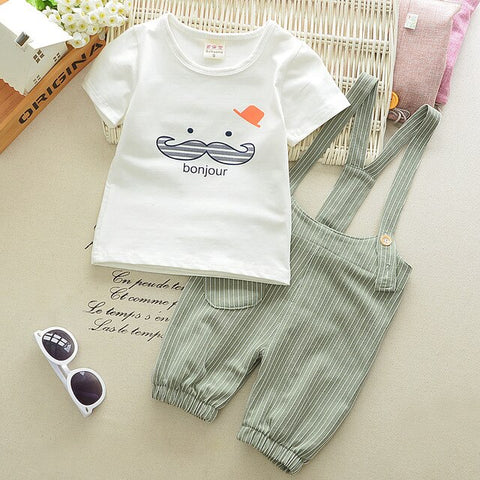 2019 New Children Clothing Set Boys Girls Summer Short-sleeved Suit Baby Infant Strap Pants T-shirt Suit Kids Cute Overalls