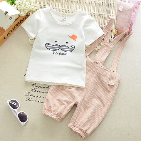 2019 New Children Clothing Set Boys Girls Summer Short-sleeved Suit Baby Infant Strap Pants T-shirt Suit Kids Cute Overalls