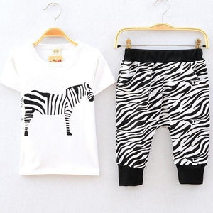 2017 summer new children clothing set 2~7 age baby boys sport suit cartoon zebra  O-neck T-shirt+trousers cotton kids clothes