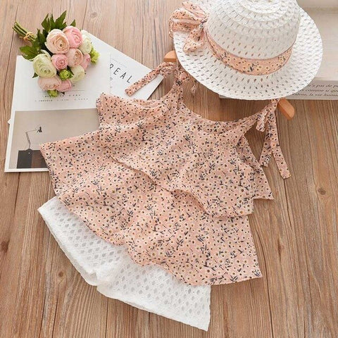 Nerlero Girls Clothing Sets Fashion Summer Cotton Ice Cream T-shirt Shorts Suit Casual Girl Costume Suit Solid 2pcs Kids Sets