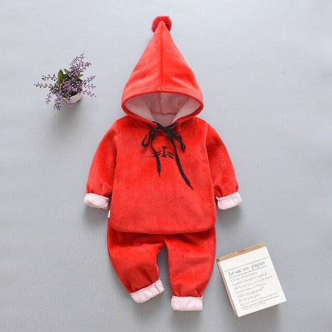 Autumn Winter Baby Boys Girls Clothes Set Children Boys Cartoon Bear Zipper Hooded Tops Coat Jackets + Pants Kids Clothing Sets