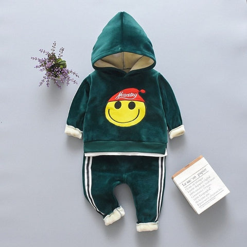 Autumn Winter Baby Boys Girls Clothes Set Children Boys Cartoon Bear Zipper Hooded Tops Coat Jackets + Pants Kids Clothing Sets