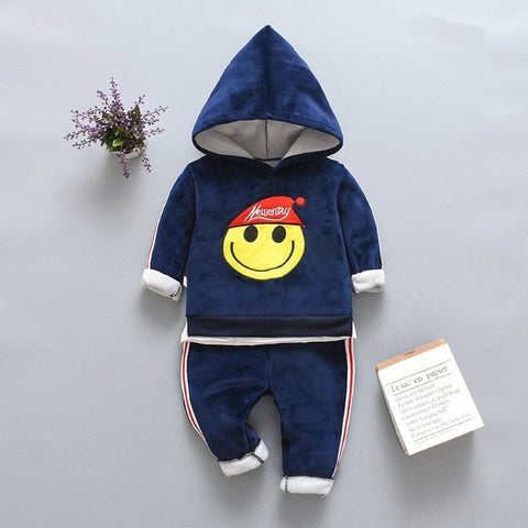 Autumn Winter Baby Boys Girls Clothes Set Children Boys Cartoon Bear Zipper Hooded Tops Coat Jackets + Pants Kids Clothing Sets