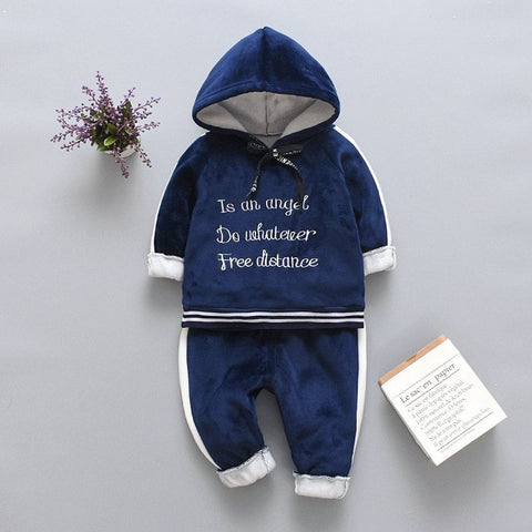 Autumn Winter Baby Boys Girls Clothes Set Children Boys Cartoon Bear Zipper Hooded Tops Coat Jackets + Pants Kids Clothing Sets