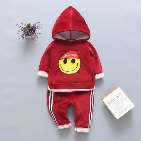 Autumn Winter Baby Boys Girls Clothes Set Children Boys Cartoon Bear Zipper Hooded Tops Coat Jackets + Pants Kids Clothing Sets