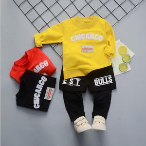 2019 New Spring Baby Boys Tracksuit Kids Long Sleeve Leisure letters Top Pants 2pcs Children Clothing Infant Sets Sport Suits