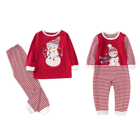 Baby Kids Girls Christmas Cartoon Print Sister Family Matching Sleepwear Long Sleeve Blouse+Pants Romper Pajamas