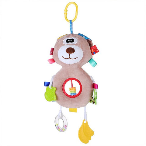 Newborn Toys with Teether Baby Plush Rattles Cartoon Bear Cow Animal Mobiles Toys Infant Stroller Hanging Mobile Rattles