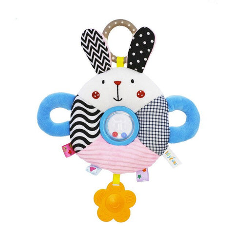 Newborn Toys with Teether Baby Plush Rattles Cartoon Bear Cow Animal Mobiles Toys Infant Stroller Hanging Mobile Rattles