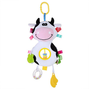 Newborn Toys with Teether Baby Plush Rattles Cartoon Bear Cow Animal Mobiles Toys Infant Stroller Hanging Mobile Rattles