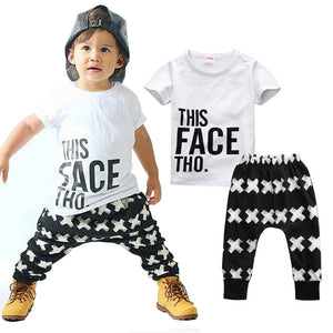 Kid Clothing Sets Toddler Kids Baby boy Summer Outfits Sports Clothes Letter T-shirt Tops+Harem Pants 2pcs Set