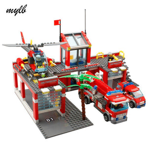 mylb New City Fire Station 774pcs/set Building Blocks DIY Educational Bricks Kids Toys compatible with legoe Best Kids Xmas Gift