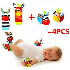 2017 Free shipping (4pcs=2 pcs waist+2 pcs socks)/lot,baby rattle toys Garden Bug Wrist Rattle and Foot Socks