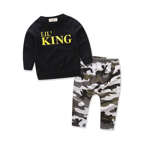 2018 New Hot 2pcs Toddler Infant Kids Baby Boy T-shirt+camouflage pants Lucky Child 2PCS Clothing Sets Clothing