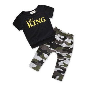 2018 New Hot 2pcs Toddler Infant Kids Baby Boy T-shirt+camouflage pants Lucky Child 2PCS Clothing Sets Clothing