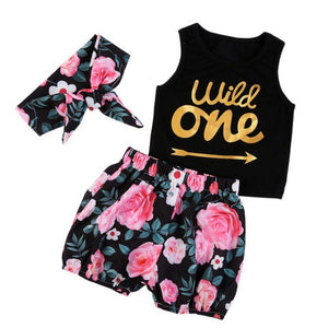 Summer Newborn Baby Boy Clothing Set Black Sleeveless Letter Tank tops + Shorts + Headband 3PCS Kids Costume for 0-4T Baby