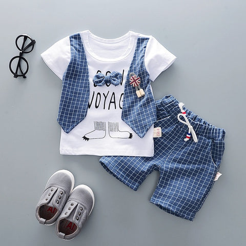 Summer Children Boys Girls Cotton Clothes Kids Bowknot T-Shirt Shorts 2pcs/Sets Toddler Fashion Clothing Sets Baby Tracksuits