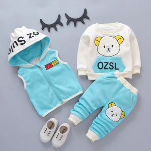 Baby Boys Girls Christmas Autumn Warm WaistCoat + Sweatshirt + Pants 3Pcs Infant Kids Children Sports Suit Toddler Clothes W168