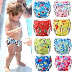 Cute Adjustable Infant Baby Cloth Diapers Summer Cartoon Swim Diaper Trunks Waterproof Swimwear Baby Clothes Accessories