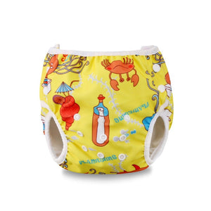 Cute Adjustable Infant Baby Cloth Diapers Summer Cartoon Swim Diaper Trunks Waterproof Swimwear Baby Clothes Accessories