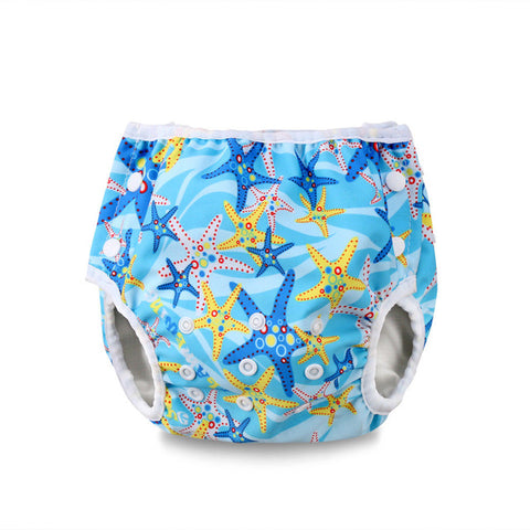 Cute Adjustable Infant Baby Cloth Diapers Summer Cartoon Swim Diaper Trunks Waterproof Swimwear Baby Clothes Accessories