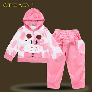 Winter Newborn Baby Girls Clothing Set for 1 2 3 Years Toddler Cow Hooded Pullover Baby Christmas Outfits Kids Kitty Bodysuit