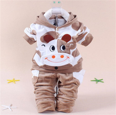 Winter Newborn Baby Girls Clothing Set for 1 2 3 Years Toddler Cow Hooded Pullover Baby Christmas Outfits Kids Kitty Bodysuit