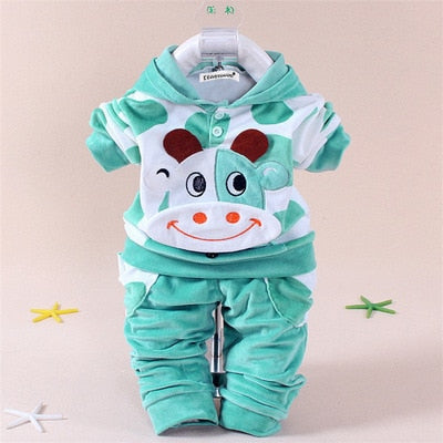 Winter Newborn Baby Girls Clothing Set for 1 2 3 Years Toddler Cow Hooded Pullover Baby Christmas Outfits Kids Kitty Bodysuit