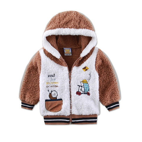 Children Long Sleeve Boys and Girls Jacket Hoodie Coral Fleece Warm Autumn and Winter Clothes for Baby 2019 New Style Clohing