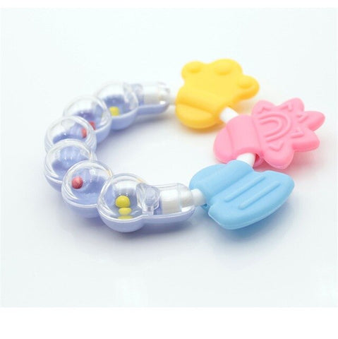 Cartoon Baby Teether Educational Mobiles Toys Teeth Biting Baby Rattle Toy Bed Bell Silicone Handbell Jingle Birthday Gifts