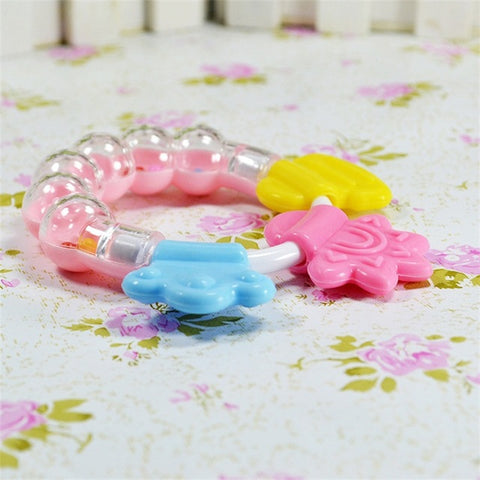 Cartoon Baby Teether Educational Mobiles Toys Teeth Biting Baby Rattle Toy Bed Bell Silicone Handbell Jingle Birthday Gifts