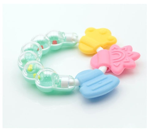 Cartoon Baby Teether Educational Mobiles Toys Teeth Biting Baby Rattle Toy Bed Bell Silicone Handbell Jingle Birthday Gifts