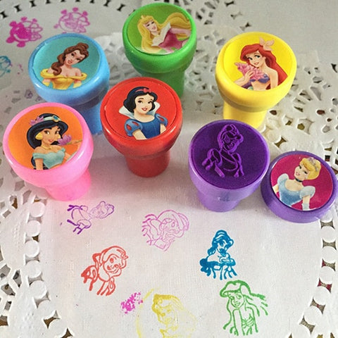 6pcs/bag Rubber Self Inking Stamps Educational Toy Cartoon Princess Stamps Children Hobby School Art Tool of Party Toys Set